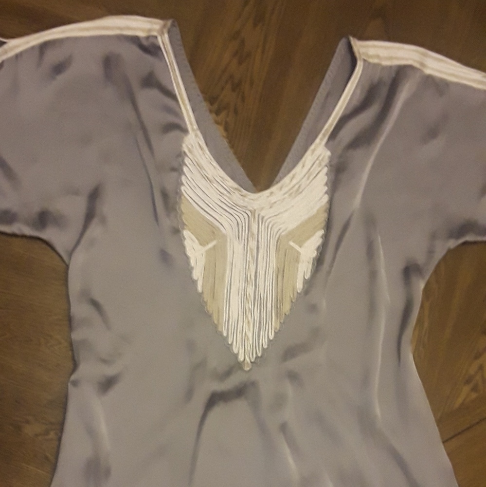 Satin Mini Dress Gray Silver Size Small